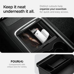 Tesla Series - Sliding Center Console Organizer Upper Tray | 4-Section